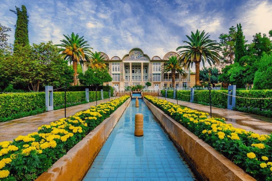 Beautiful Eram Garden in Shiraz with vibrant flowers included in Persian Garden Iran Tour