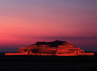 Night view of Chogha Zanbil Zigurat - UNESCO heritage site in Susa