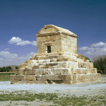 Tomb of Cyrus the Great, the First king of the Achaemenid dynasty, in the ruins of the ancient city of Pasargad, one of Iran's UNESCO world heritage sites.