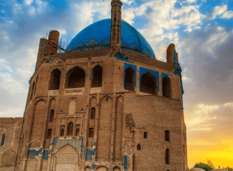 Sunset view of the Soltanieh Dome taken during the Iran Architecture tour.